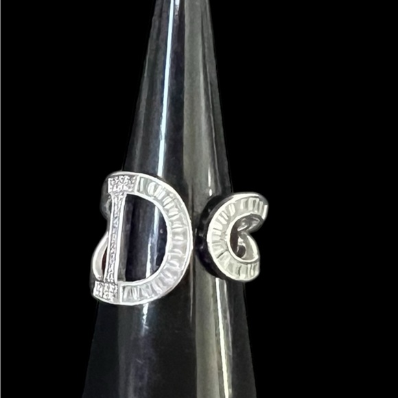 Silver plated ring adjustable size paved clear CZ - Picture 6 of 12